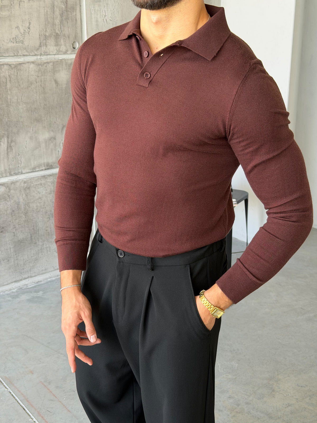 Soft-Touch Basic Polo Shirt – Brown