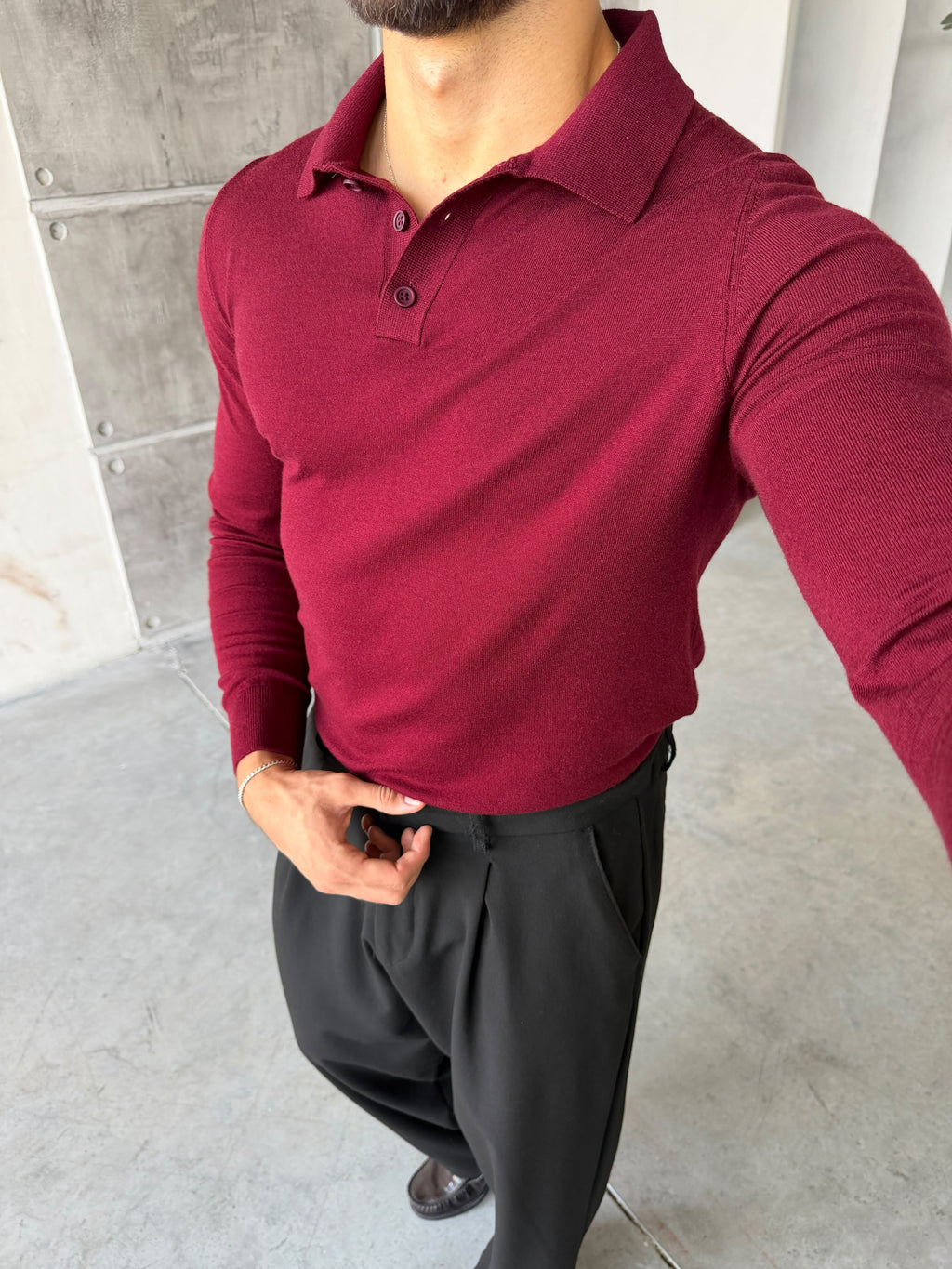 Soft-Touch Basic Polo Shirt – Bordo