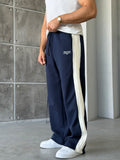 Logo Stripe Baggy Tracksuit Pants – Navy