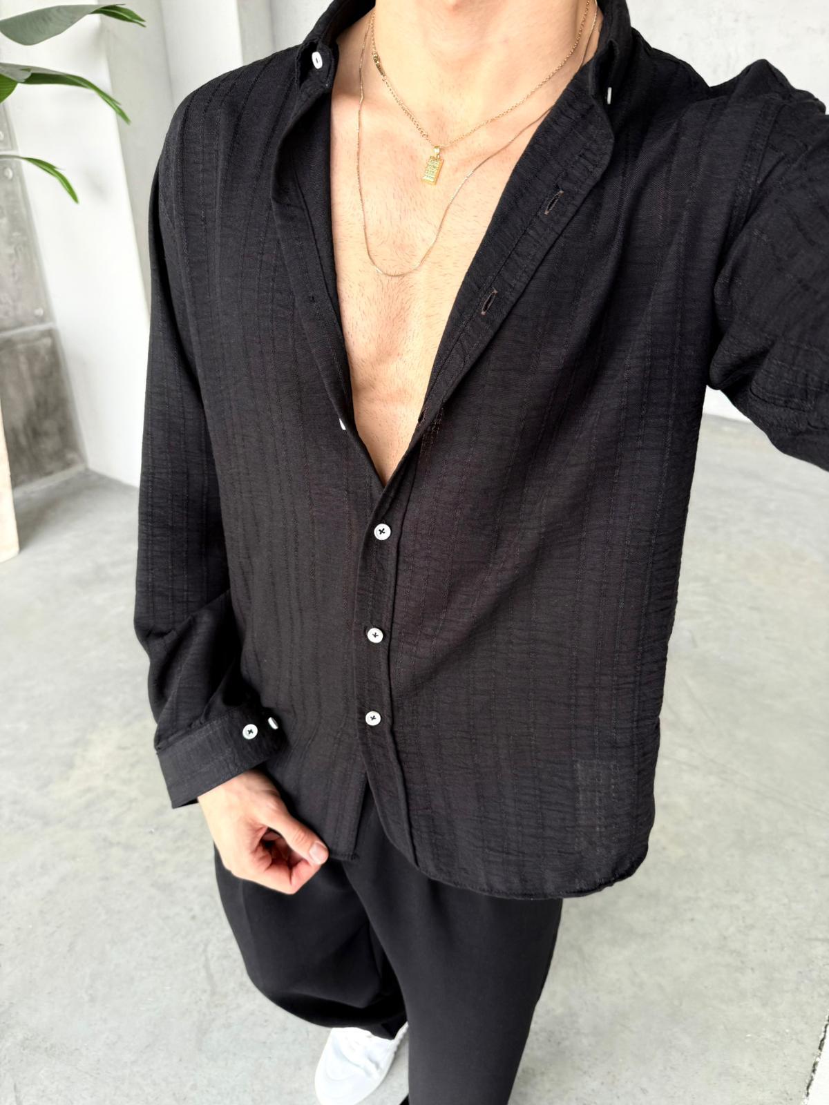 Striped Oversized Shirt - Black | GML.03