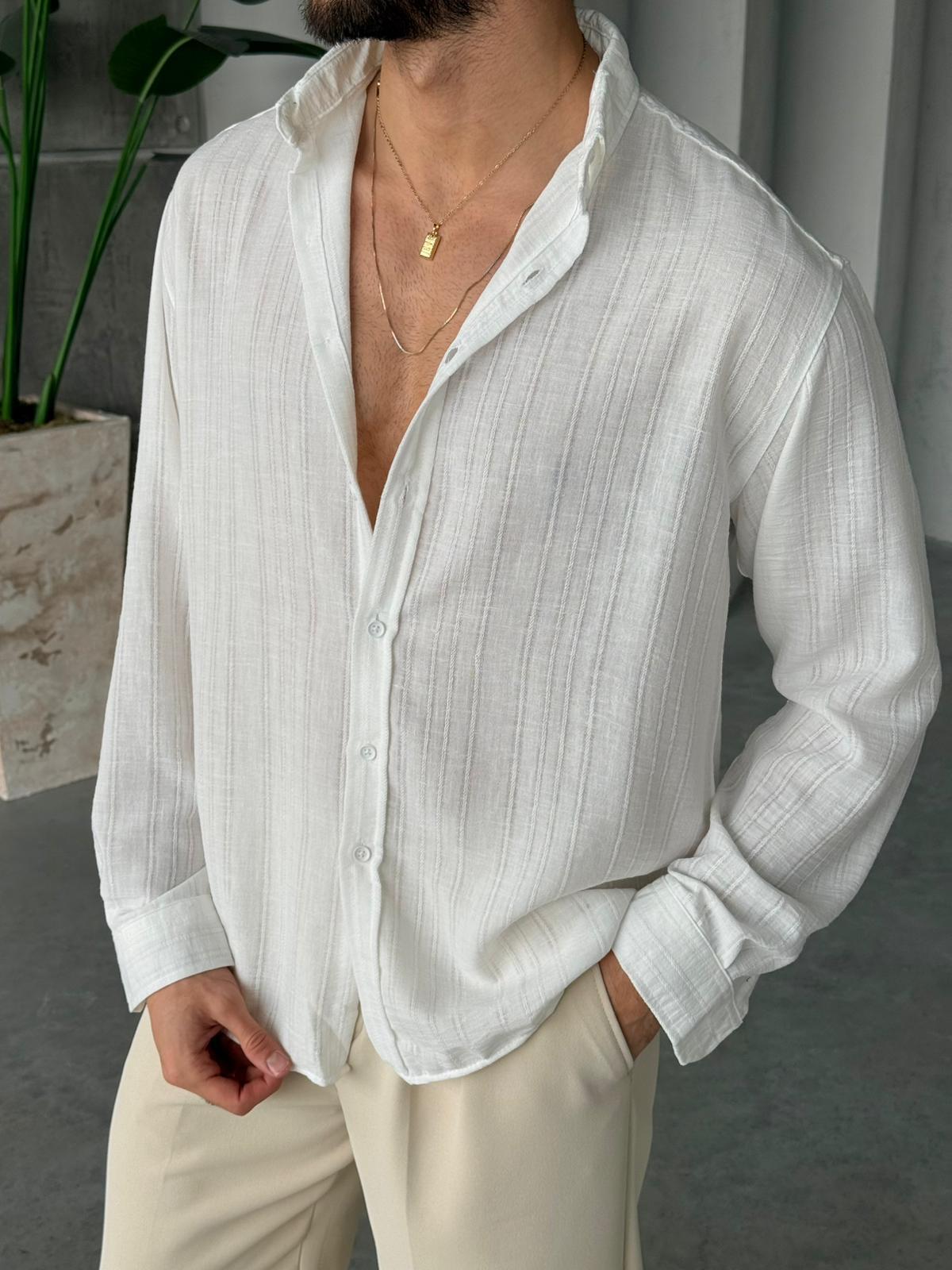 Striped Oversized Shirt - White | GML.03