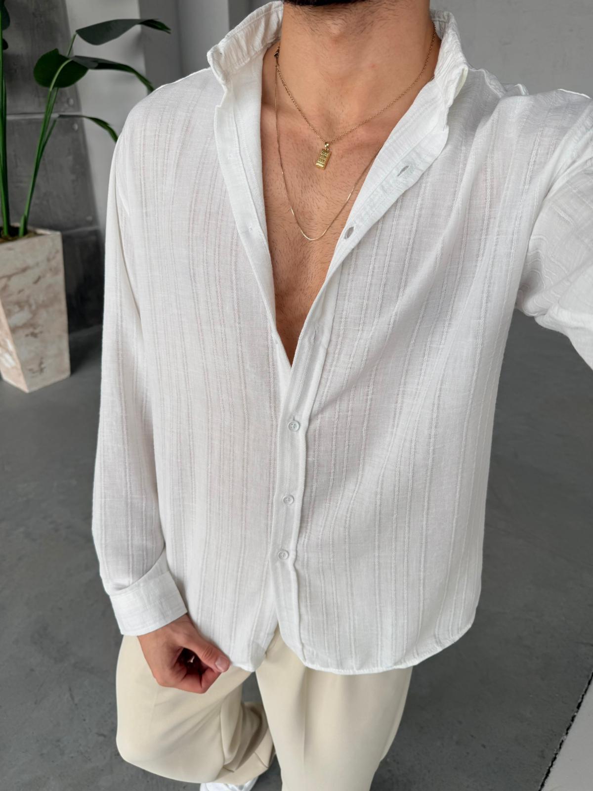 Striped Oversized Shirt - White | GML.03