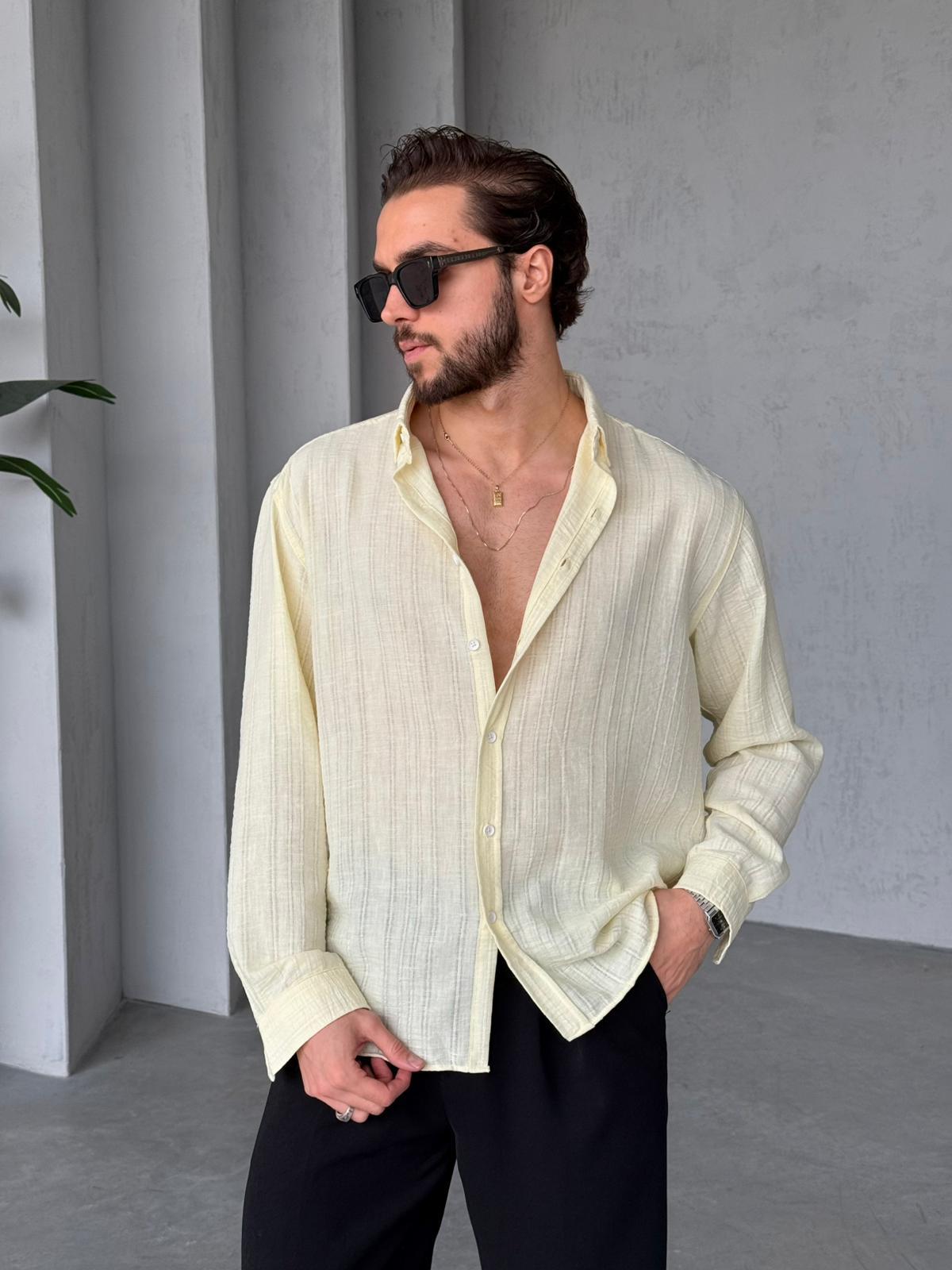 Striped Oversized Shirt - Yellow  | GML.03