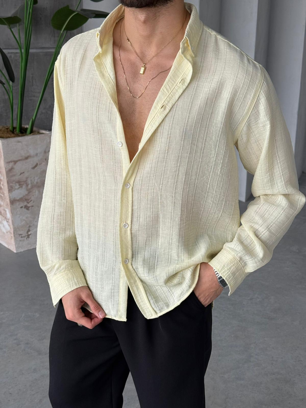 Striped Oversized Shirt - Yellow  | GML.03