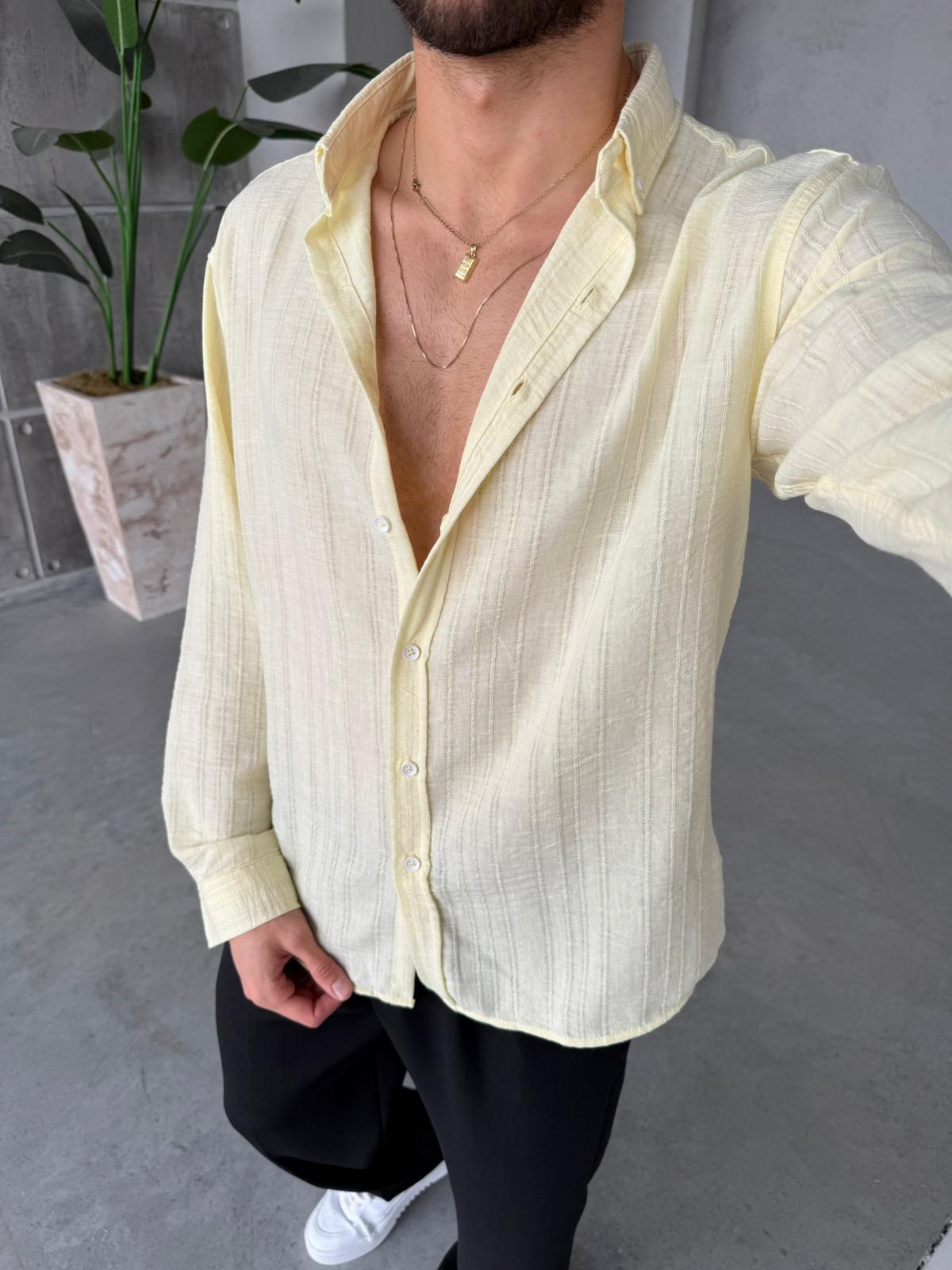 Striped Oversized Shirt - Yellow  | GML.03