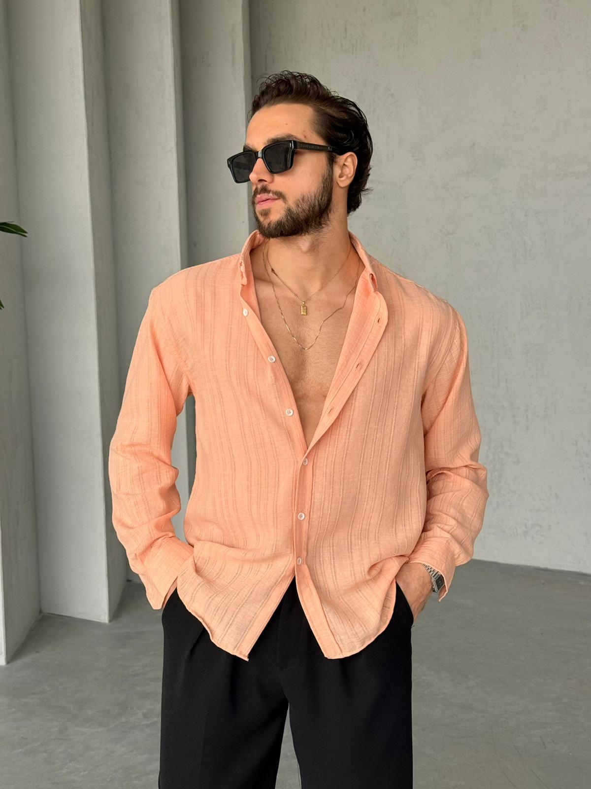 Striped Oversized Shirt - Salmon | GML.03