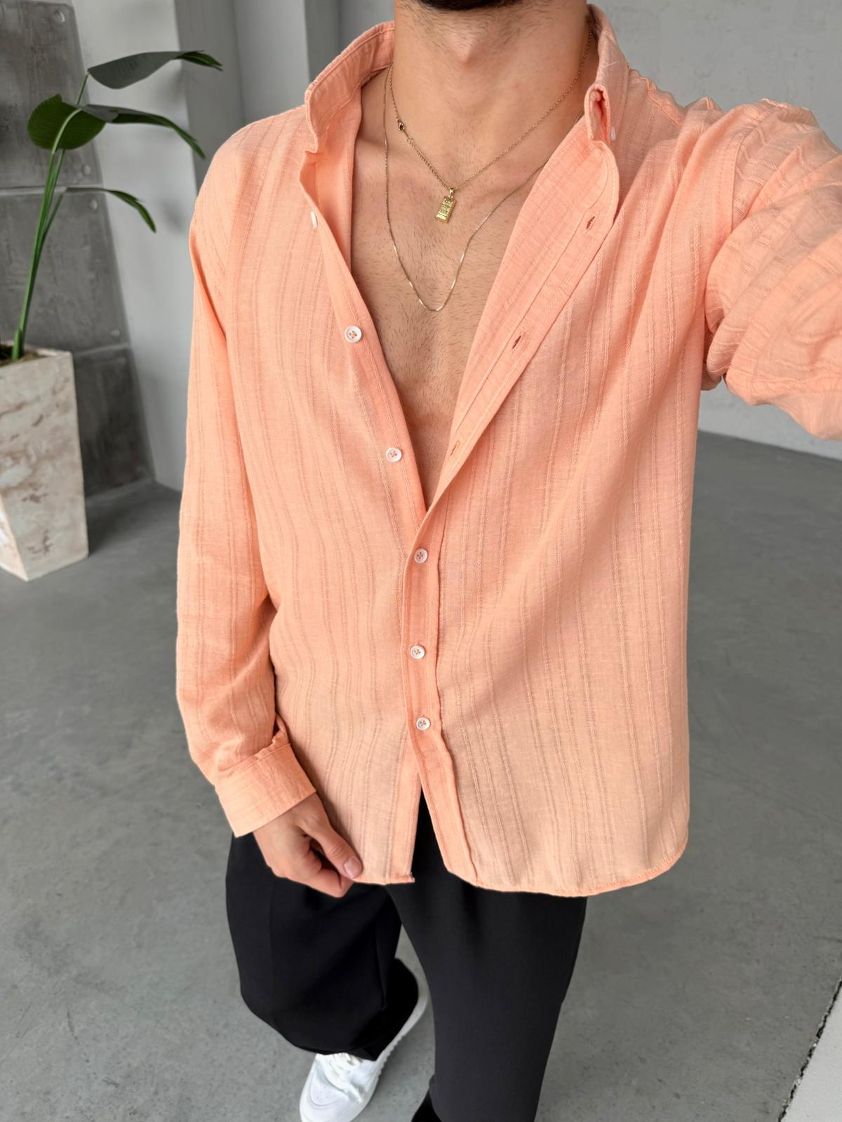 Striped Oversized Shirt - Salmon | GML.03