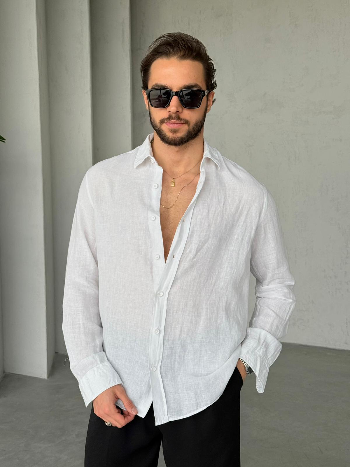 Premium Cotton Linen Shirt – White | GML.04