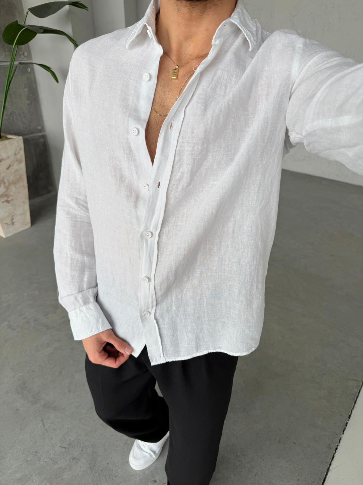 Premium Cotton Linen Shirt – White | GML.04