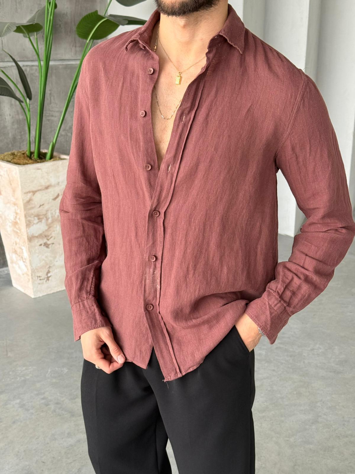 Premium Cotton Linen Shirt – Brown | GML.04