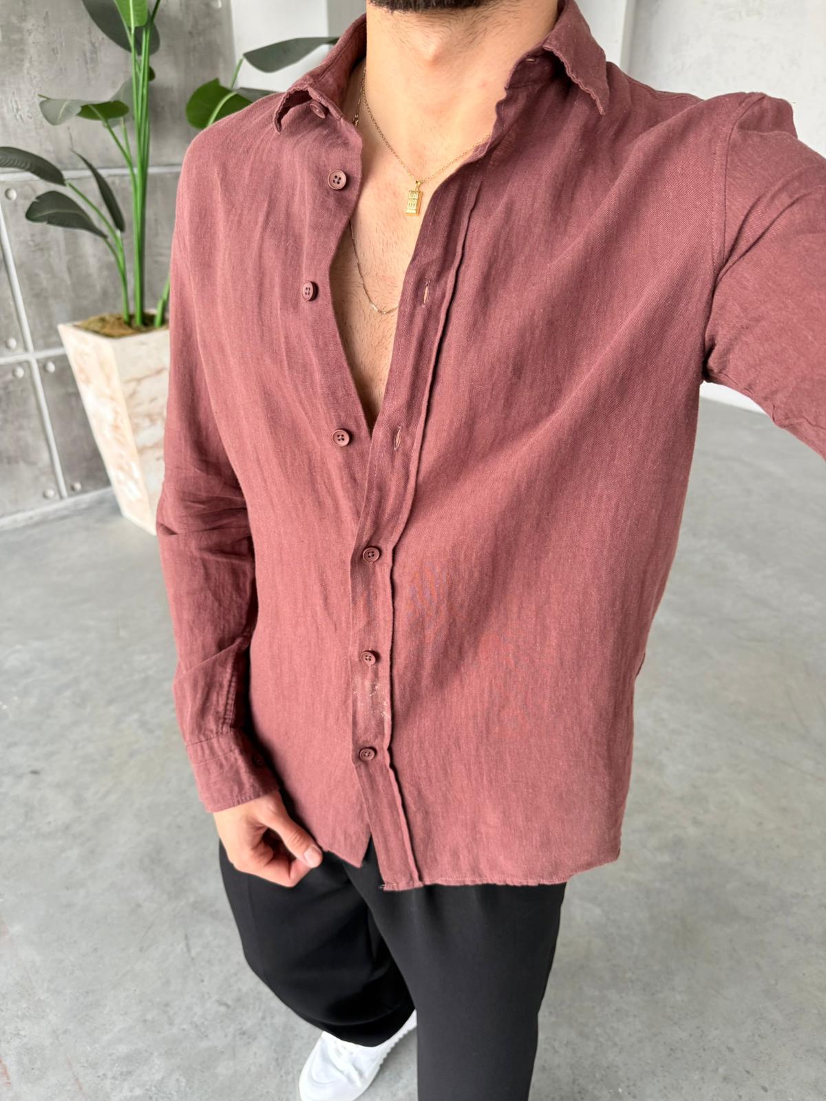 Premium Cotton Linen Shirt – Brown | GML.04