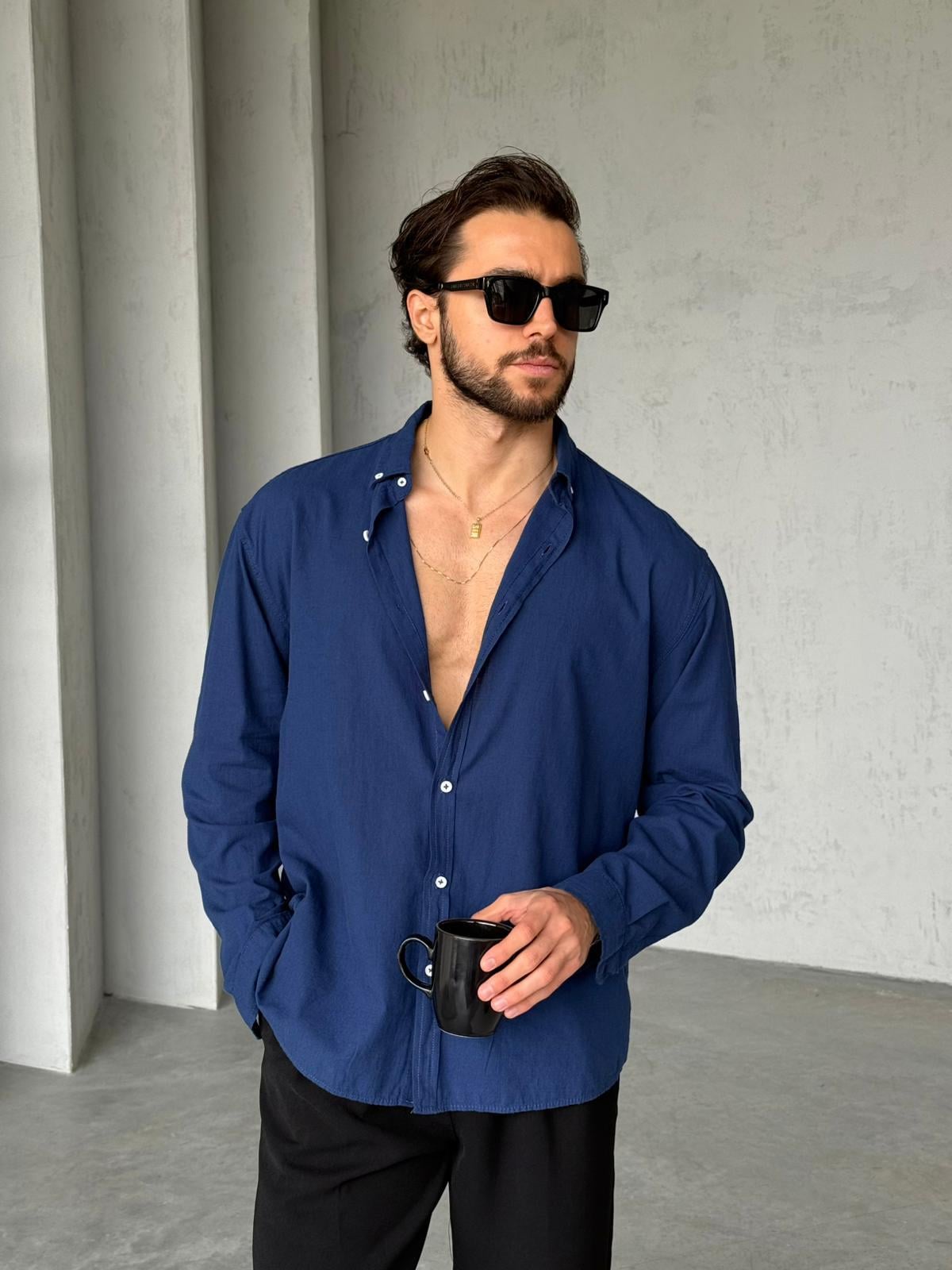 Fresh Linen Shirt - Navy Blue | GML.05