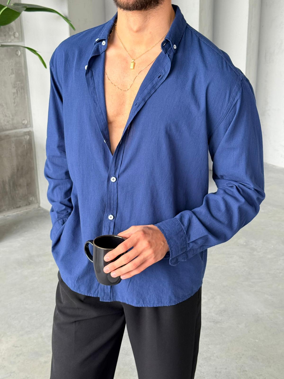 Fresh Linen Shirt - Navy Blue | GML.05