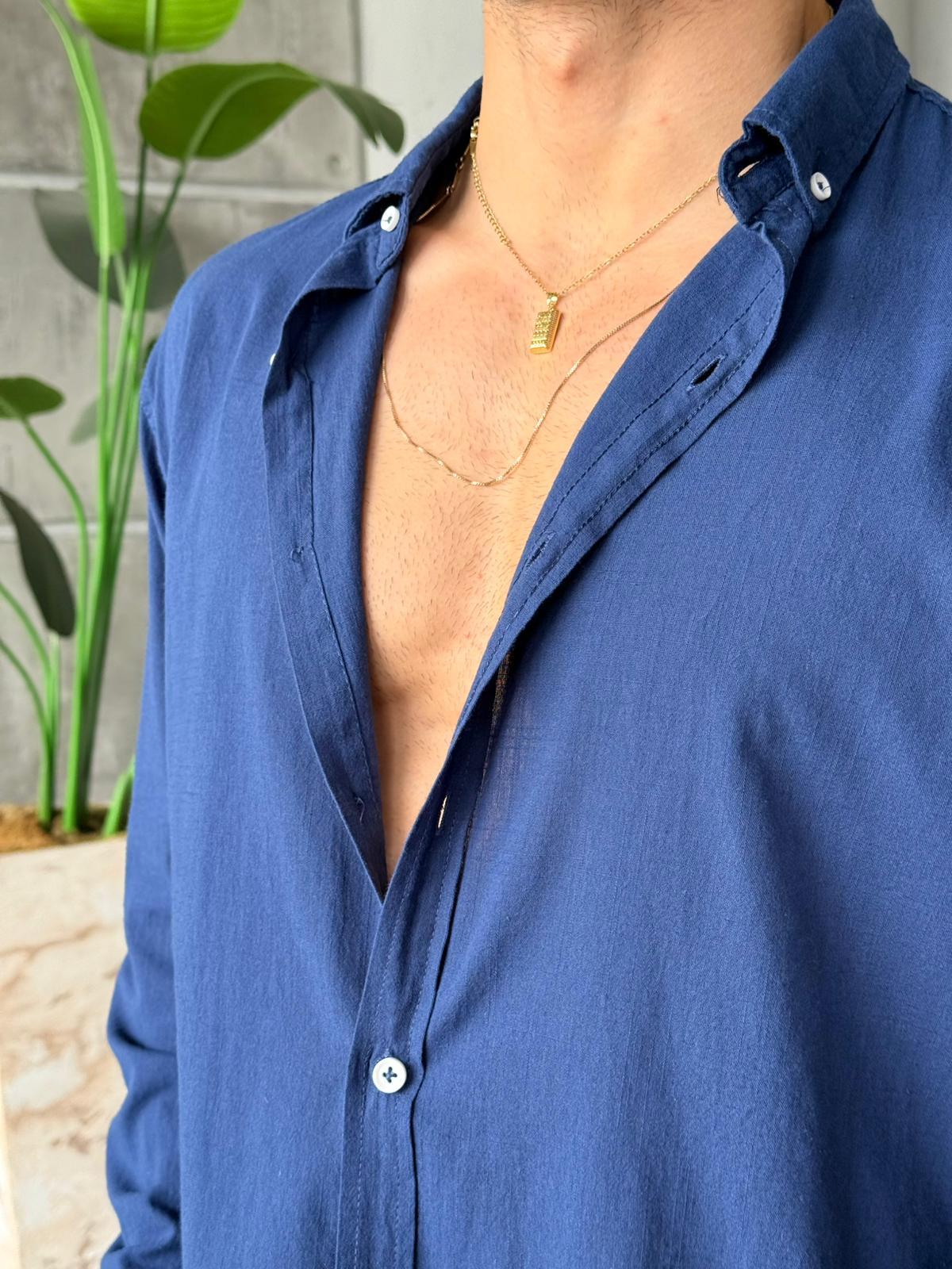 Fresh Linen Shirt - Navy Blue | GML.05