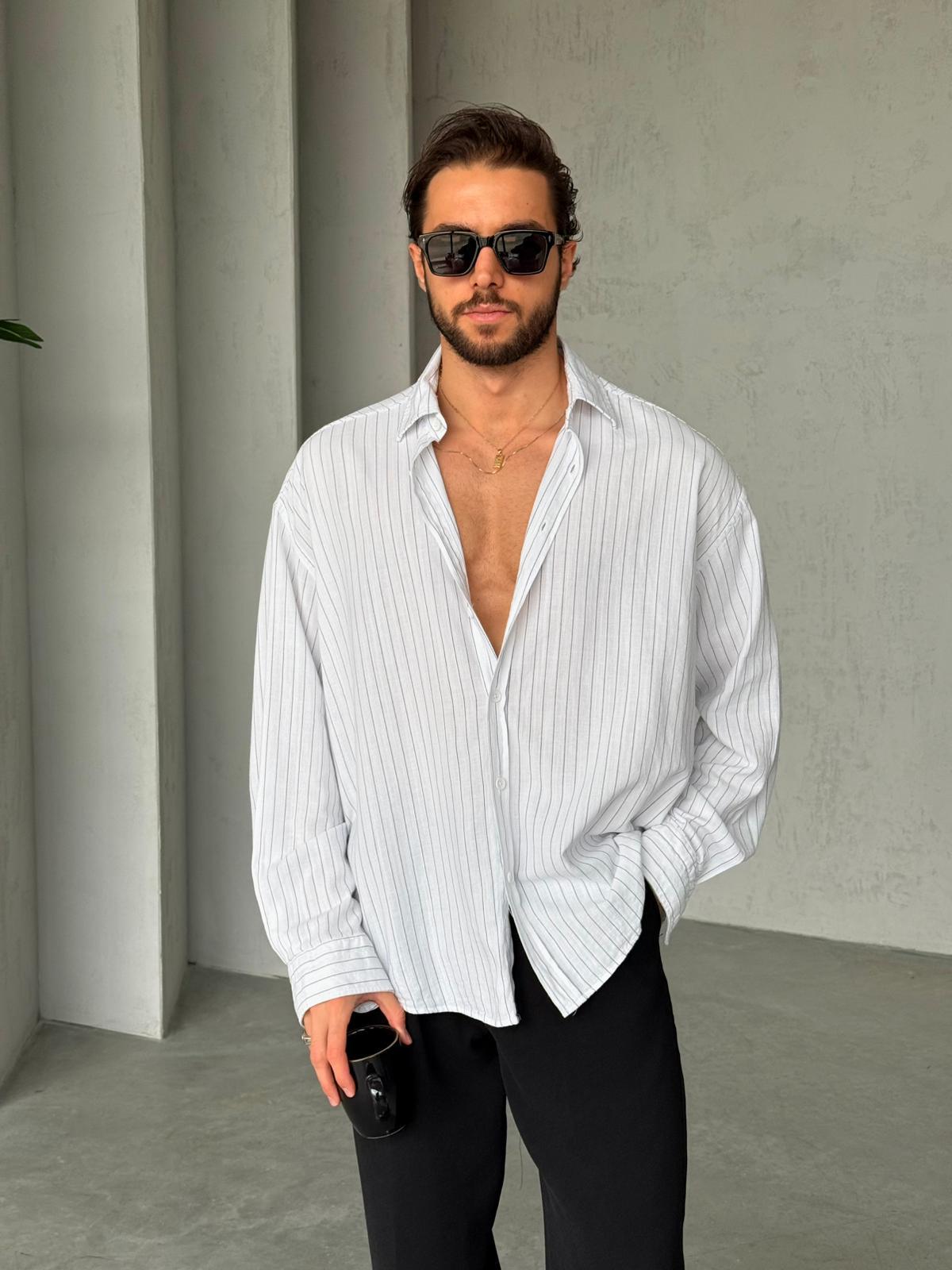 Striped Linen Shirt - White | GML.06