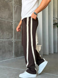 Asymmetric Striped Double Face Baggy Tracksuit – Brown