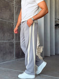 Asymmetric Striped Double Face Baggy Tracksuit – Gri