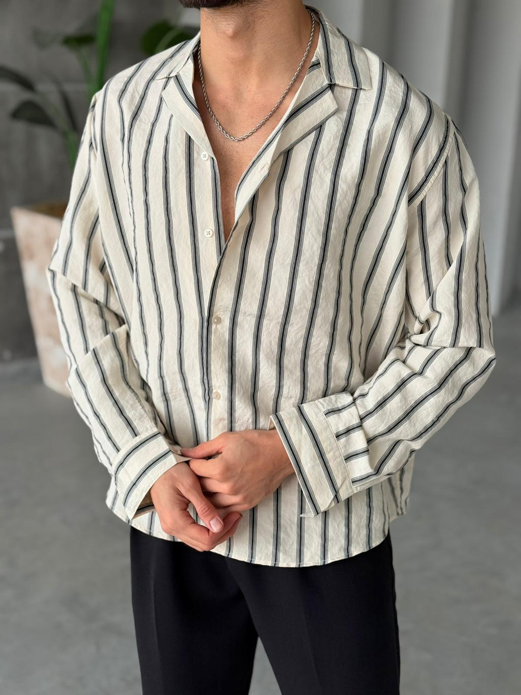Camp Collar Stripe Shirt