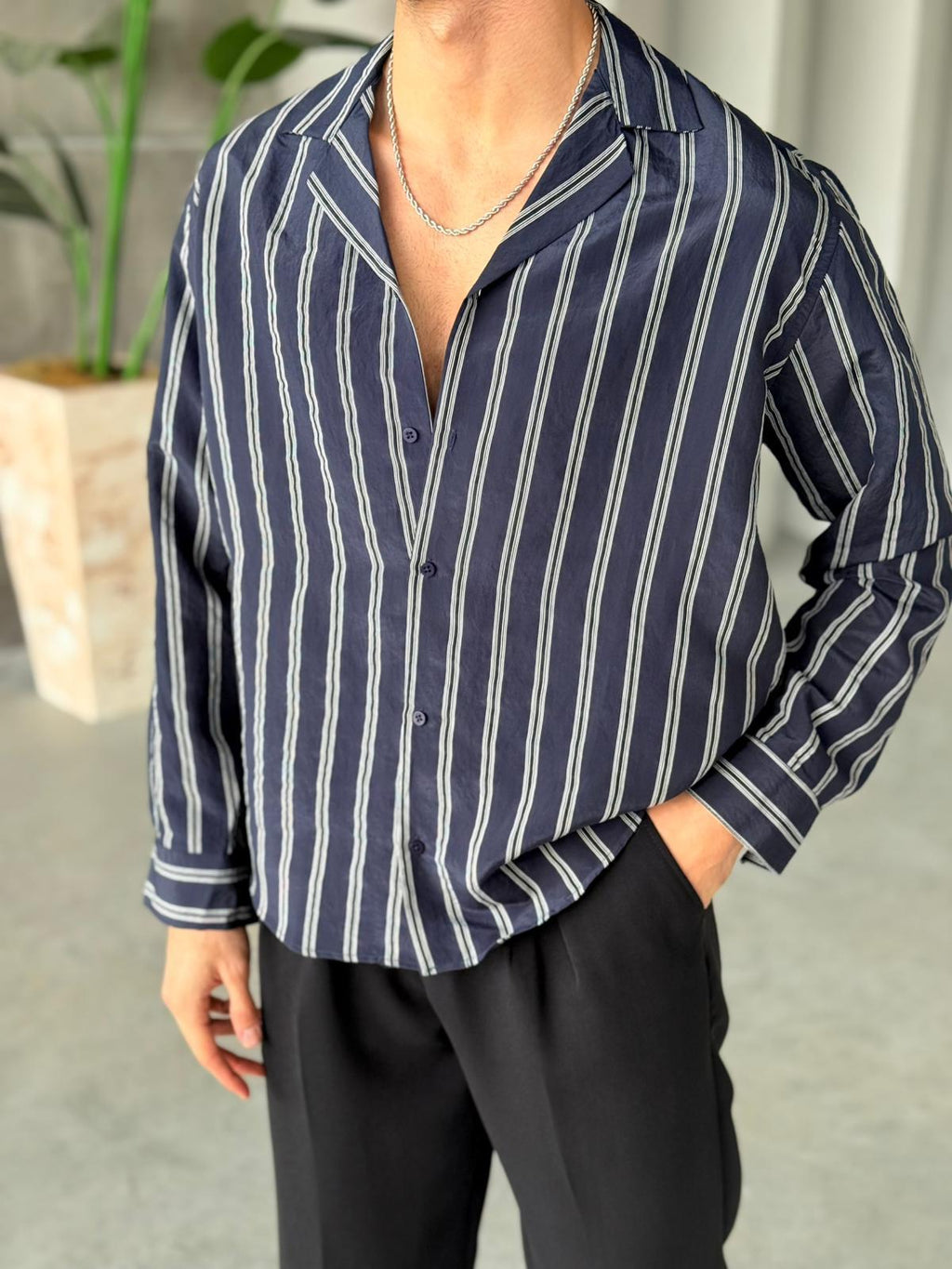 Camp Collar Stripe Shirt
