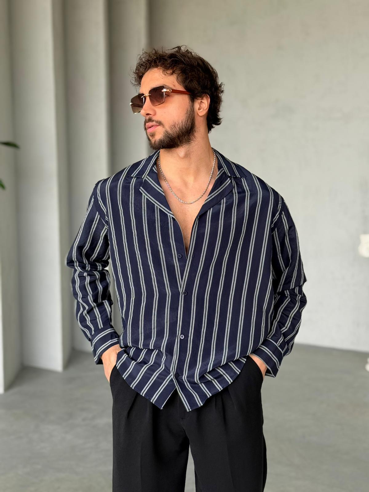 Camp Collar Stripe Shirt