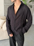 Patterned Linen Shirt – Black V |  GML.015
