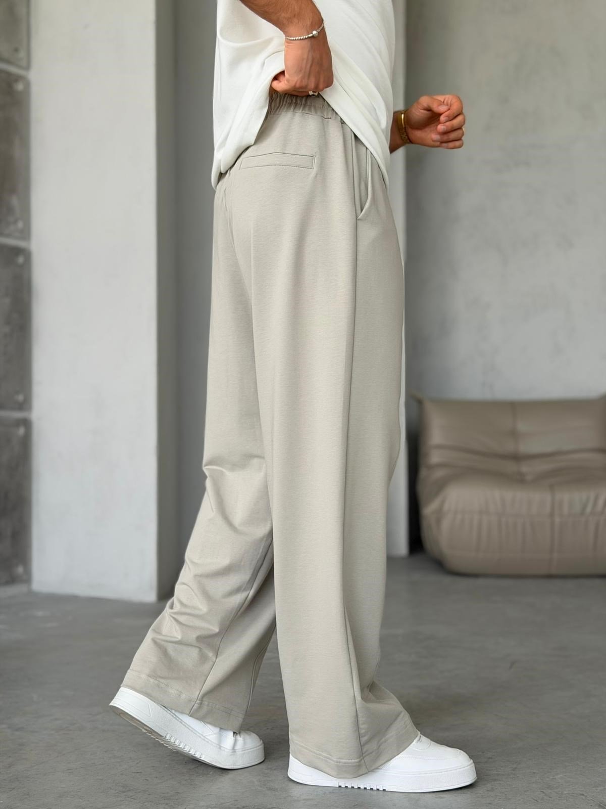 Stitch Detail Baggy Sweatpants – Gri