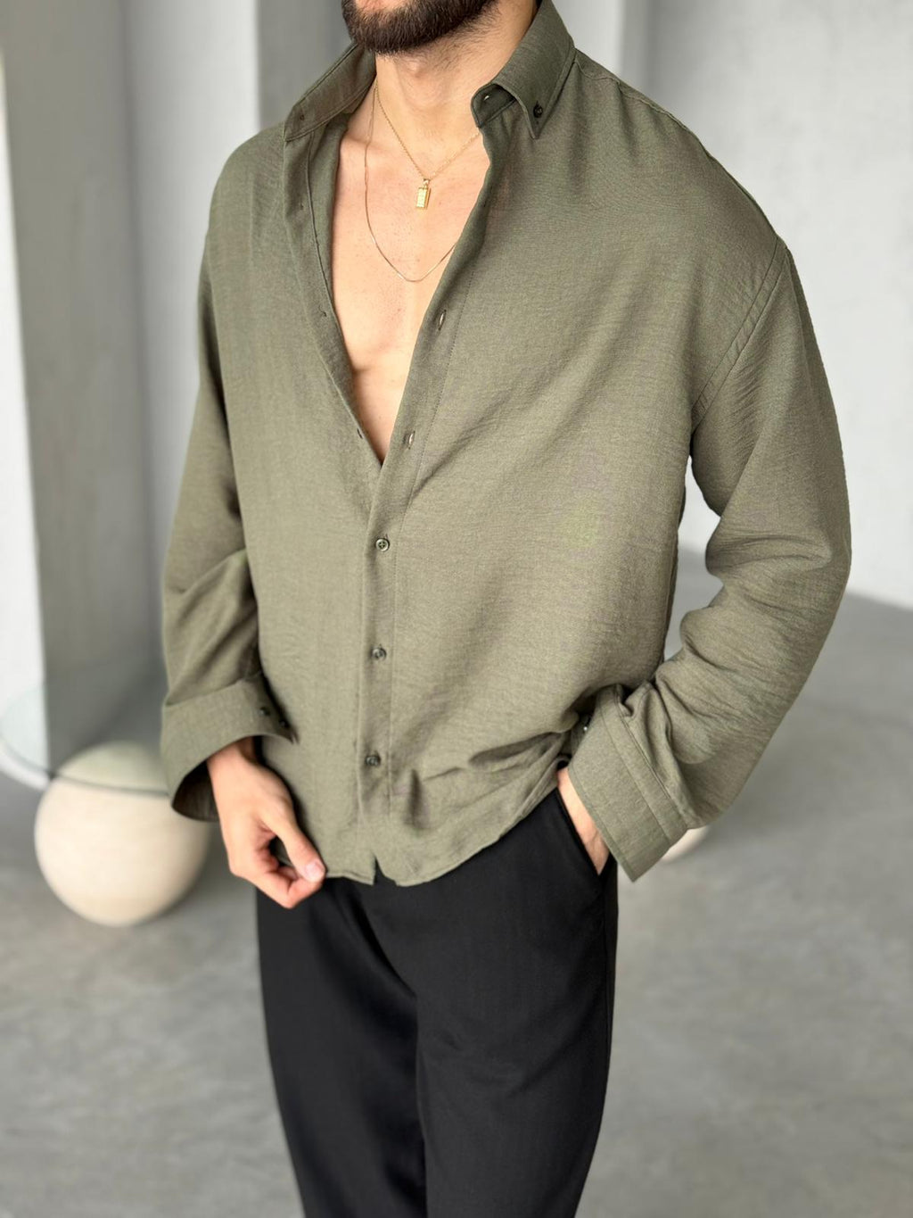 Shirt Oversize - Haki | Sel.02