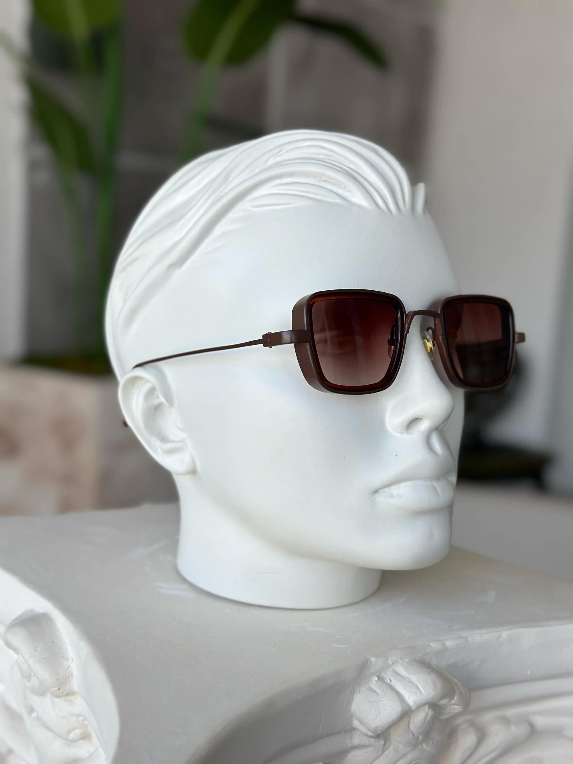 Brown Lens Steel Frame Sunglasses | G106