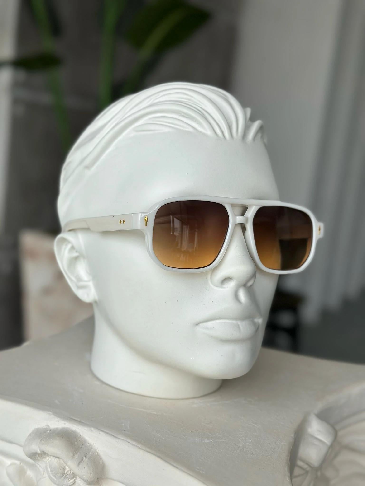 G127 Gradient Lens Bone Color Frame Sunglasses