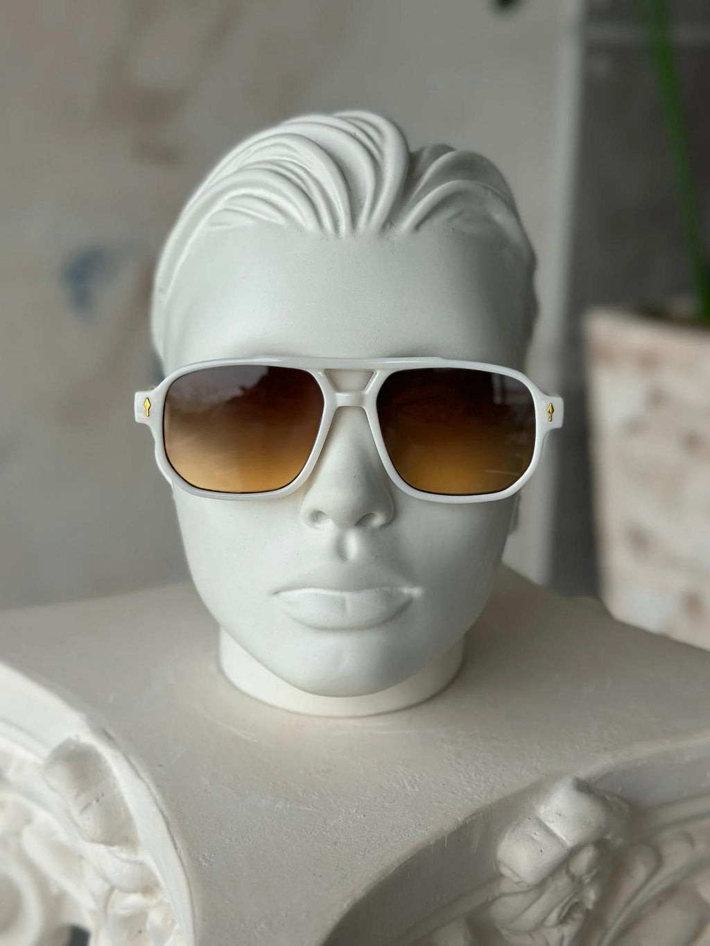 G127 Gradient Lens Bone Color Frame Sunglasses