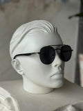 G166 Polarized Black Lens Steel Frame Sunglasses
