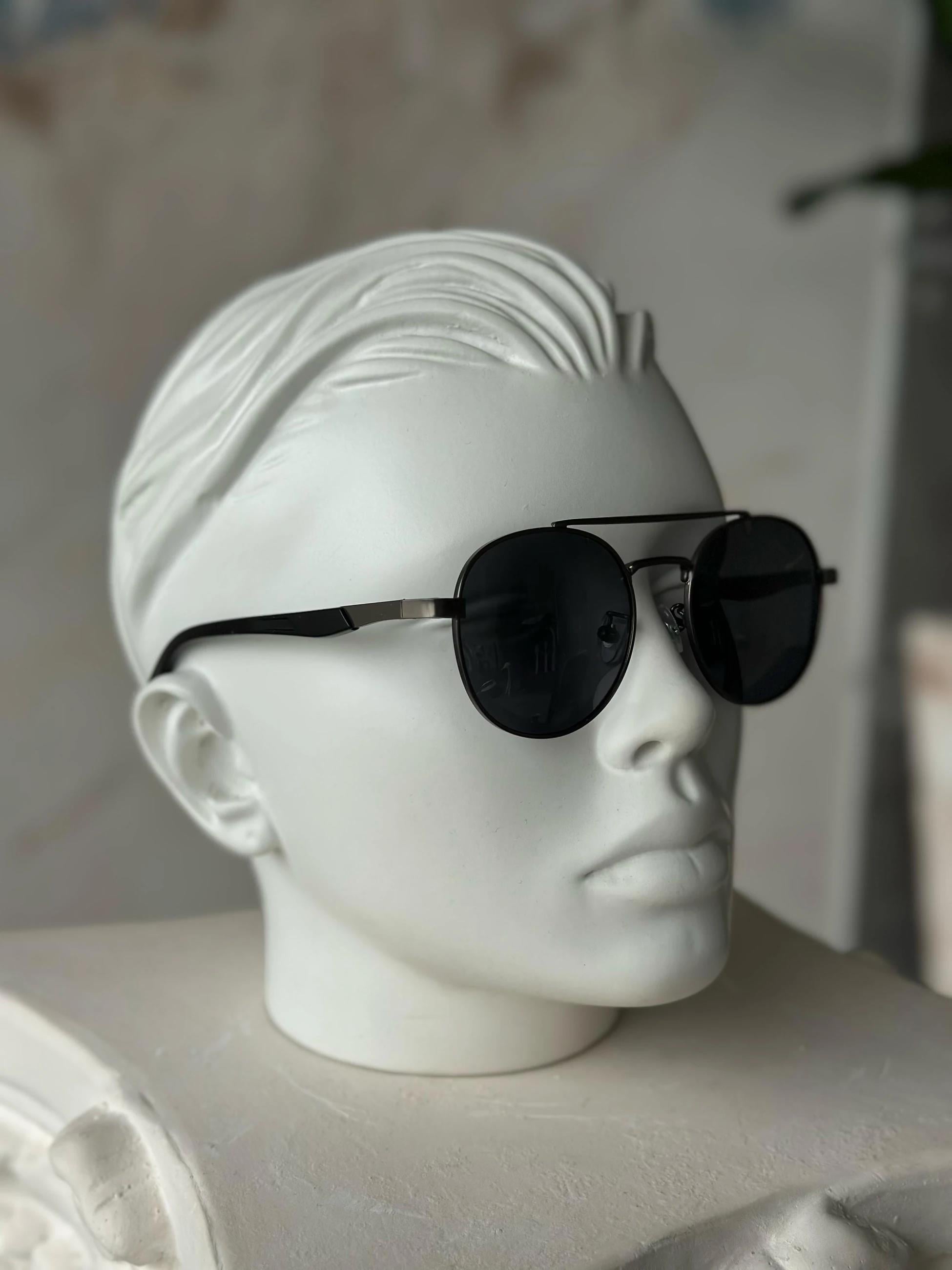 G166 Polarized Black Lens Steel Frame Sunglasses