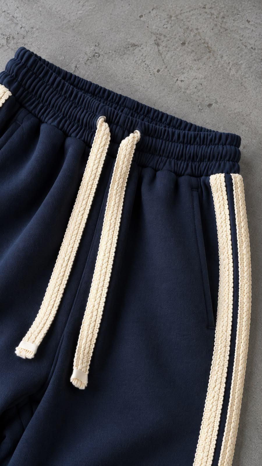 Woven Stripe Design Baggy Tracksuit Pants – Navy