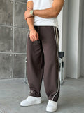 Striped Boyfriend Tracksuit Pants – Brown