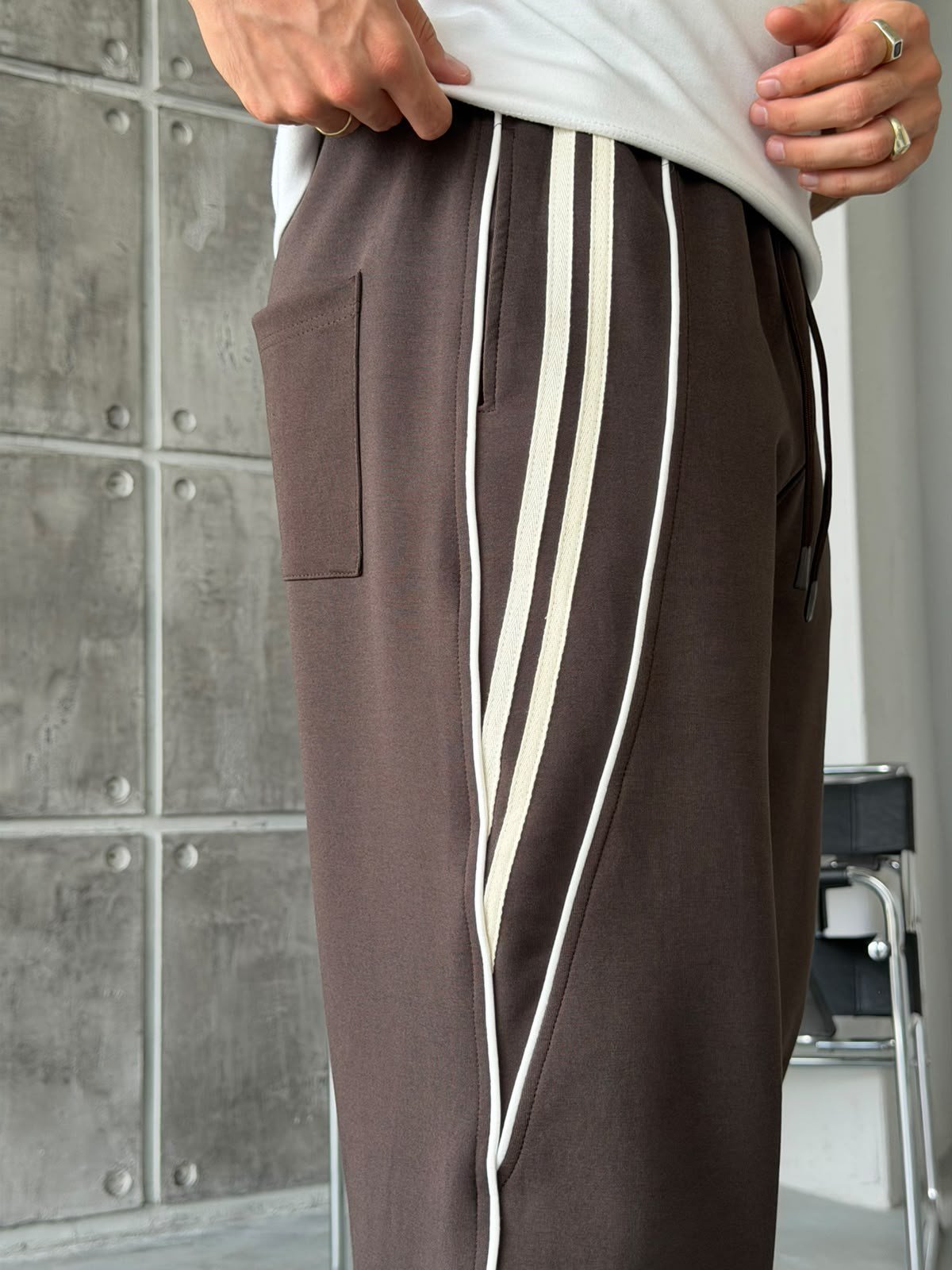 Striped Boyfriend Tracksuit Pants – Brown