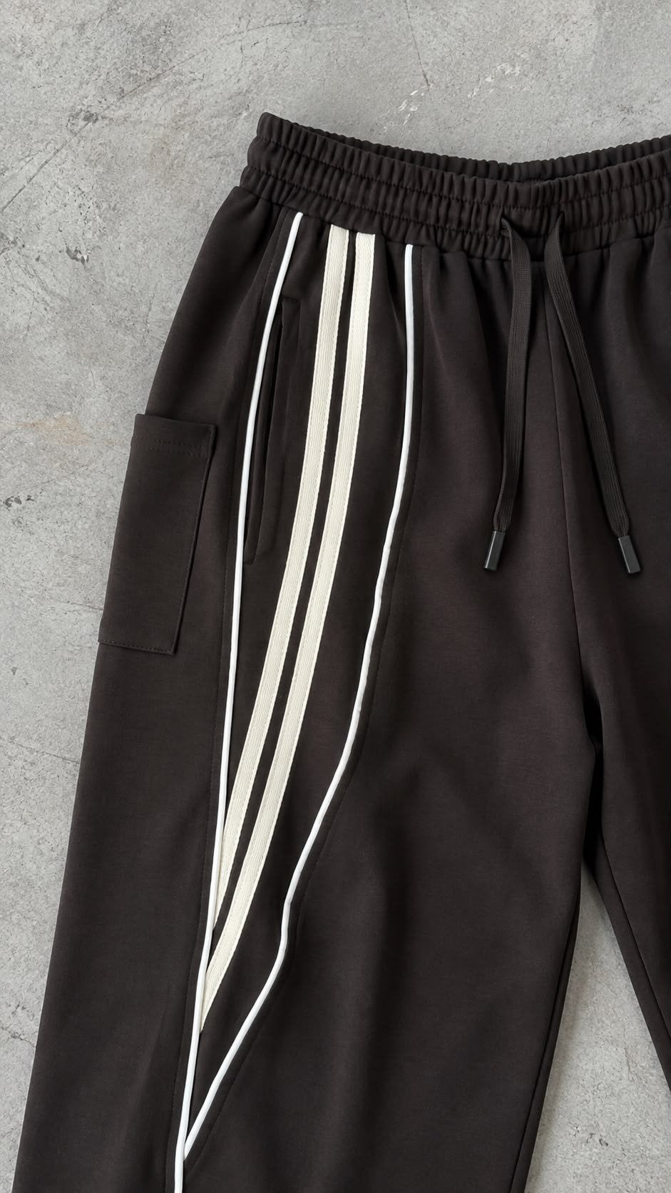 Striped Boyfriend Tracksuit Pants – Black