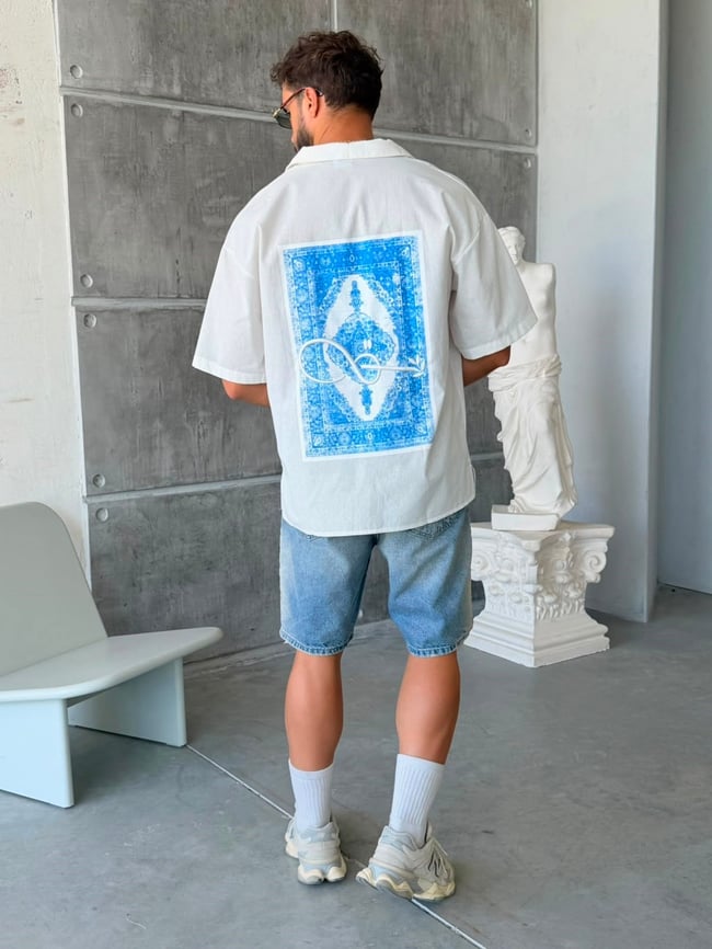 Infinity Blue Oversize Shirt - White