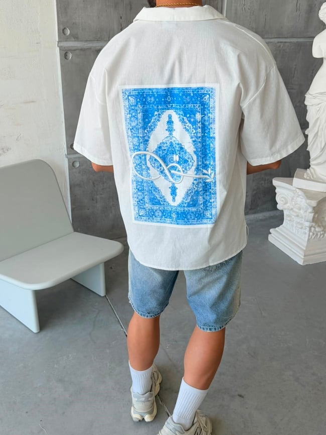 Infinity Blue Oversize Shirt - White