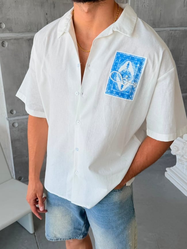 Infinity Blue Oversize Shirt - White