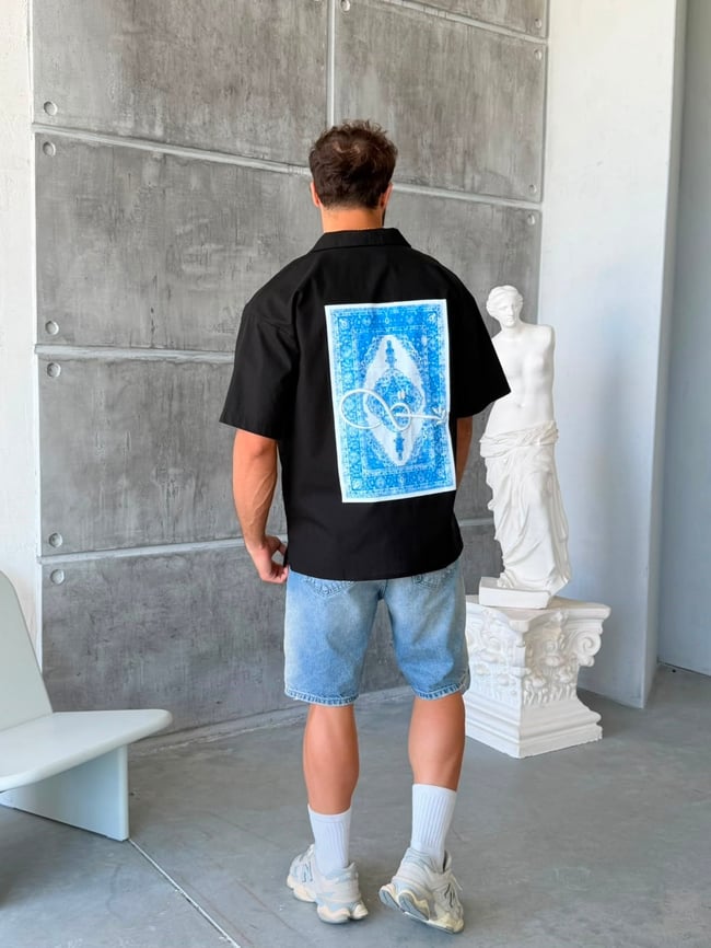Infinity Blue Oversize Shirt - Black