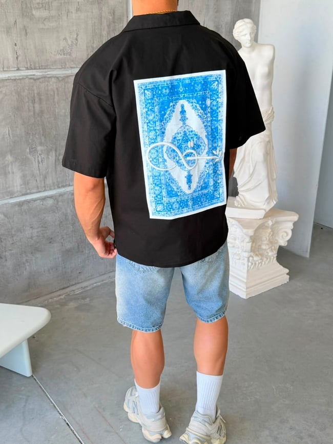 Infinity Blue Oversize Shirt - Black
