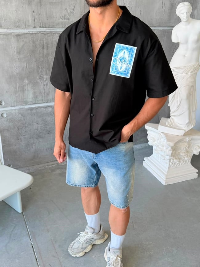 Infinity Blue Oversize Shirt - Black
