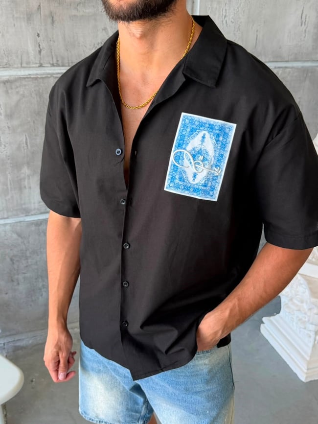 Infinity Blue Oversize Shirt - Black