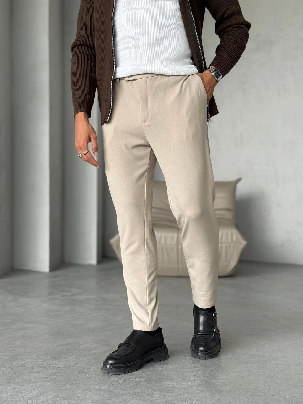 Pantolona Slim - Bej