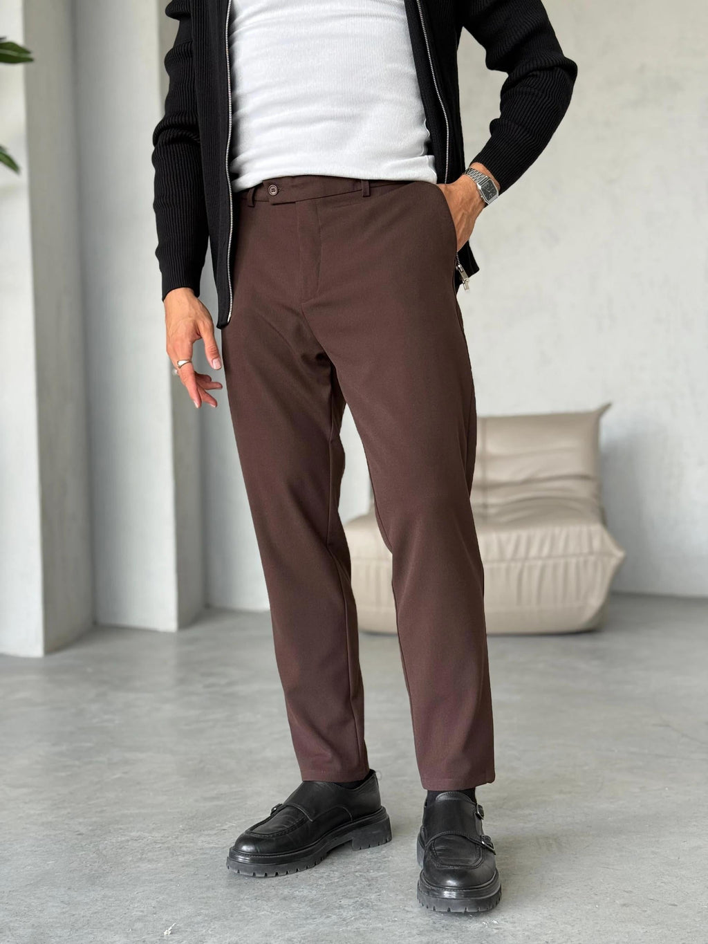 Pantolona Slim - Kahve