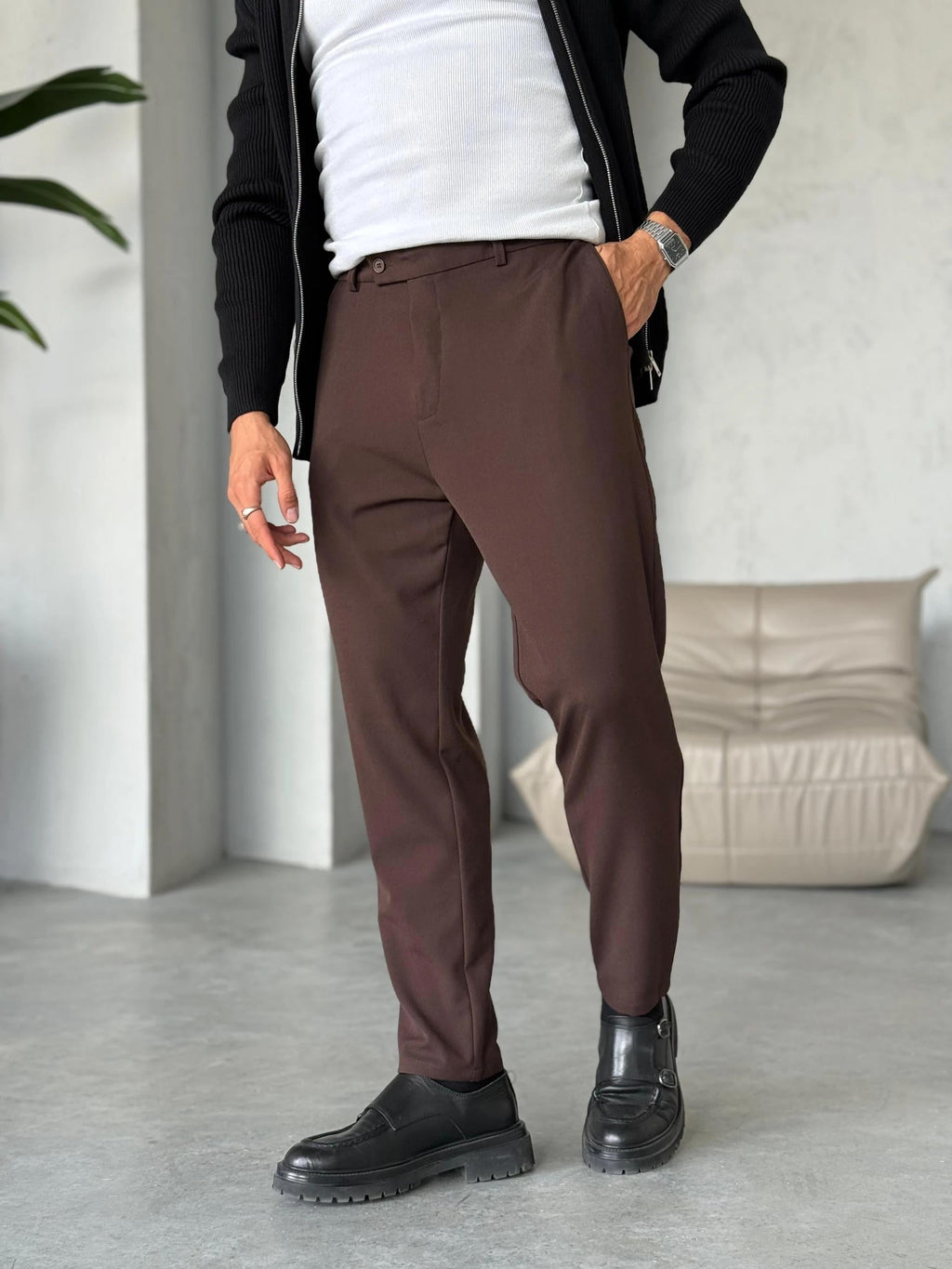 Pantolona Slim - Kahve