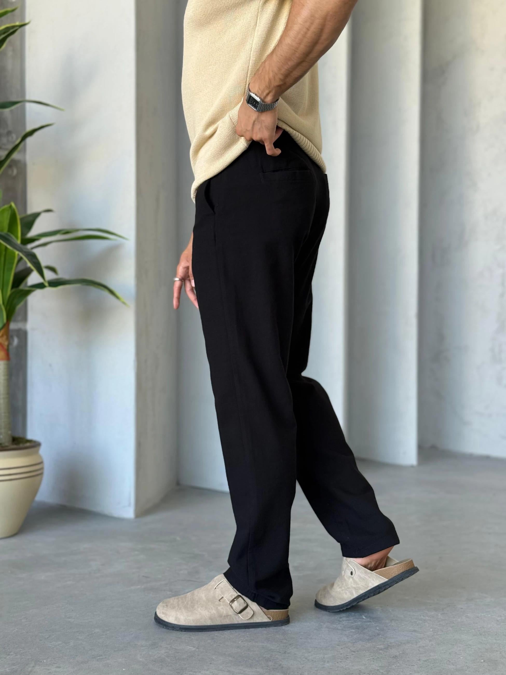 Linen Trousers - Black
