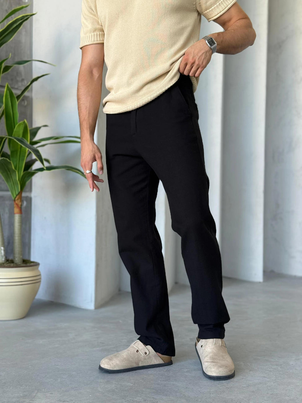 Linen Trousers - Black