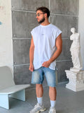 White Sleeveless Longline T-Shirt