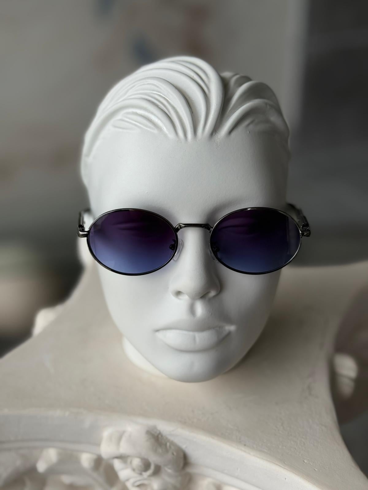 Blue Lens Steel Frame Sunglasses